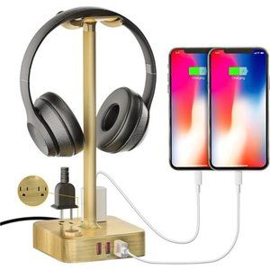 Headphone Stand with 3 USB Charger Desk Gaming Headset Holder Hanger Rack Gaming